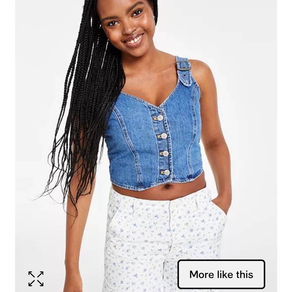 Levi’s Blue Denim Button-Up Crop Top
